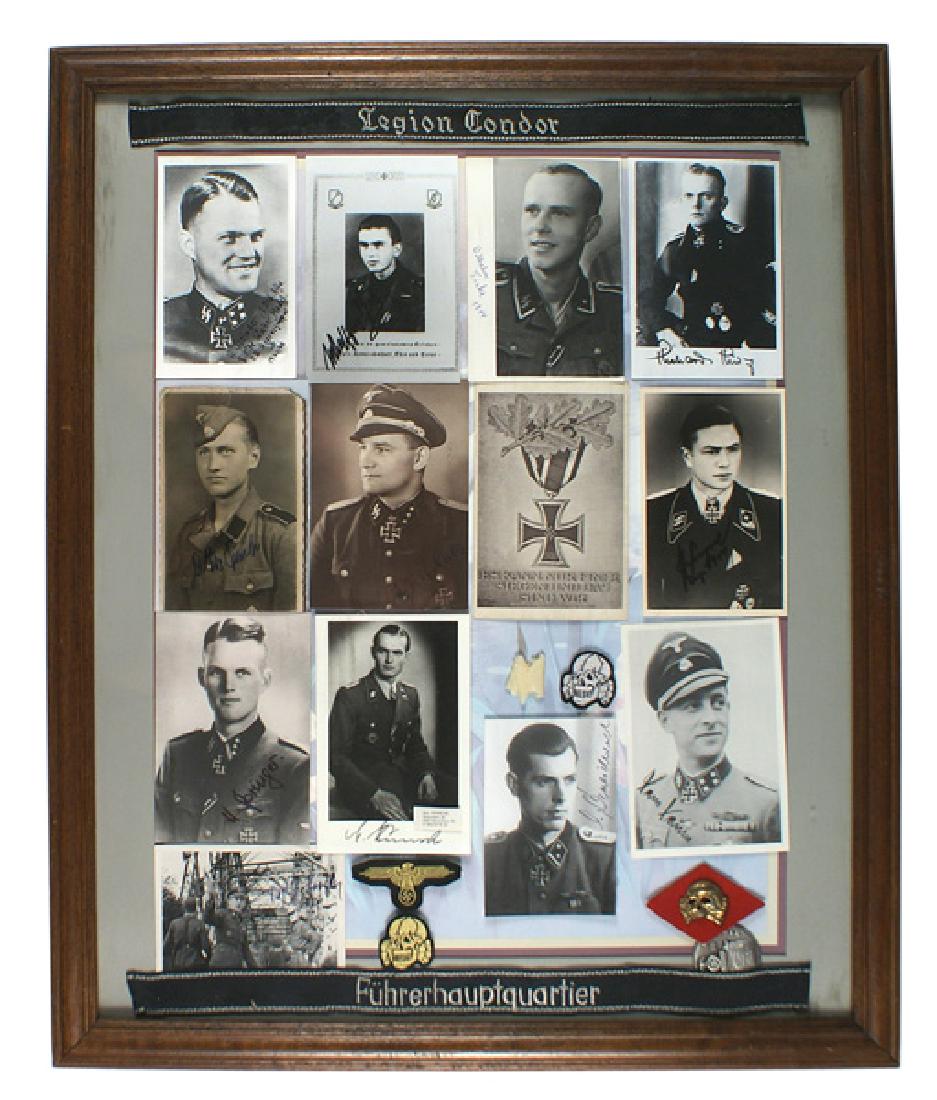 Lot of 12 post WWII autographed photos of Waffen SS: S-011 Grouping of 12 Post-war autographed copy photos of Waffen - SS Knights Cross winners (one is an original wartime photo card). Includes: Max Wunsche, Heinrich Springer, Adolf Seitz and Hans Hause