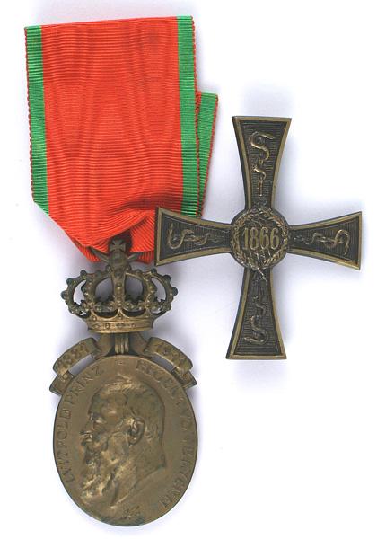 German Bavarian Commemorative Badge medal: B-007 Bavarian. Commemorative Badge for Civil Doctors 1866. (1) Extremely rare award for civilian doctors instituted in 1866 and only awarded approximately sixty times from 1867-1869. Unmarked. Bronze