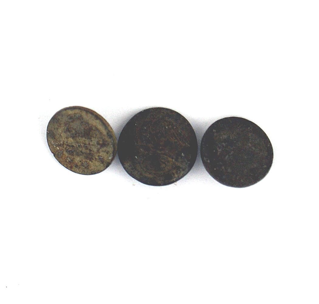 Lot of 3 US War of 1812 pewter buttons: K-014 Lot of 3 U.S. War of 1812 pewter buttons - from an old northern New York State collection. We believe that all items were originally excavated. All identified and numbered using the "RECORD OF A
