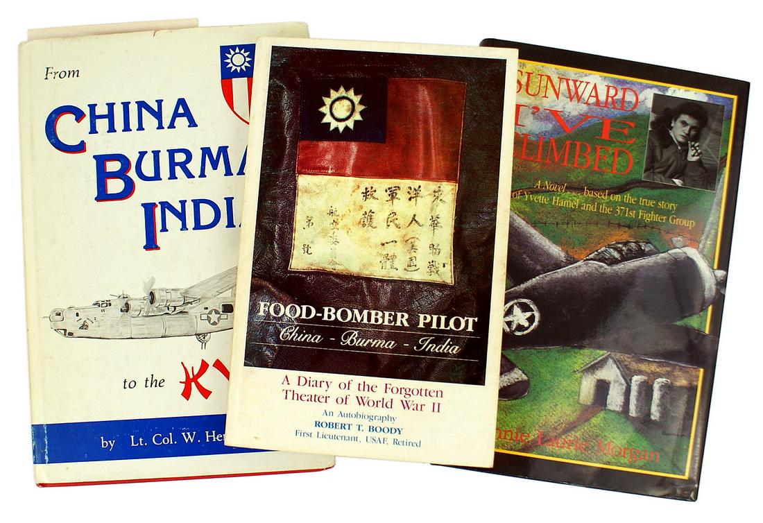 Lot of 3 signed US WWII books CBI: I-027 Lot of 3 WWII books: (1) "FOOD - BOMBER PILOT". An autobiography of a CBI pilot with a large number of photos. Autographed in 1992. (2) "CHINA - BURMA - INDIA". Autographed by the author "Bill H