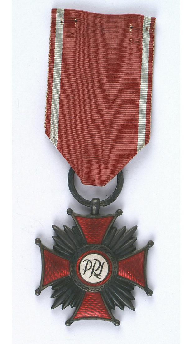 Poland Cross of Merit 2nd Class: B-172 Poland. Same as above-2nd Class. Slightly larger. Perfect enamel work. Large laurel leaf suspension ring. Overall a nice patina. II