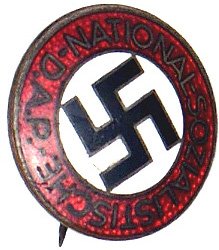 German N.S.D.A.P. member lapel badge: N.S.D.A.P. member's enameled lapel badge. Pin-back. Marked "RZM" and "M1/170