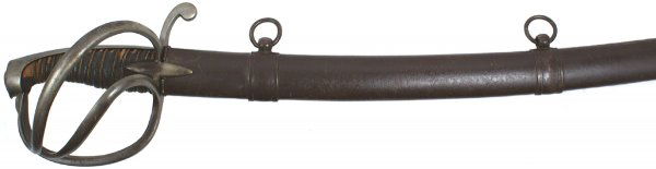 French Napoleonic Light Cavalry saber sword: French Napoleonic Light Cavalry saber. Iron back strap, "diamond shaped" top of pommel, three-branch guard and langets. Twisted wire-wrapped leather grip. 32" curved blade with a 10" blued panel havin