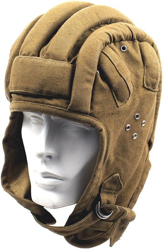 Soviet WWII style cloth tanker helmet: Soviet WWII style cloth tanker's helmet. Stamped and dated "1986".