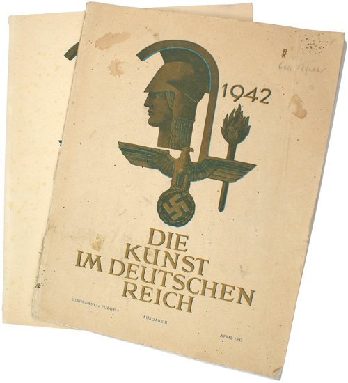 Lot of 2 DIE KUNST IM DEUTSCHEN REICH books: I-39 - Lot of 2: "DIE KUNST IM DEUTSCHEN REICH": (1) April 1942. Photos of the sculptures of Fritz Klimsch, medieval wall paintings, architectural renderings of government buildings and offices with f