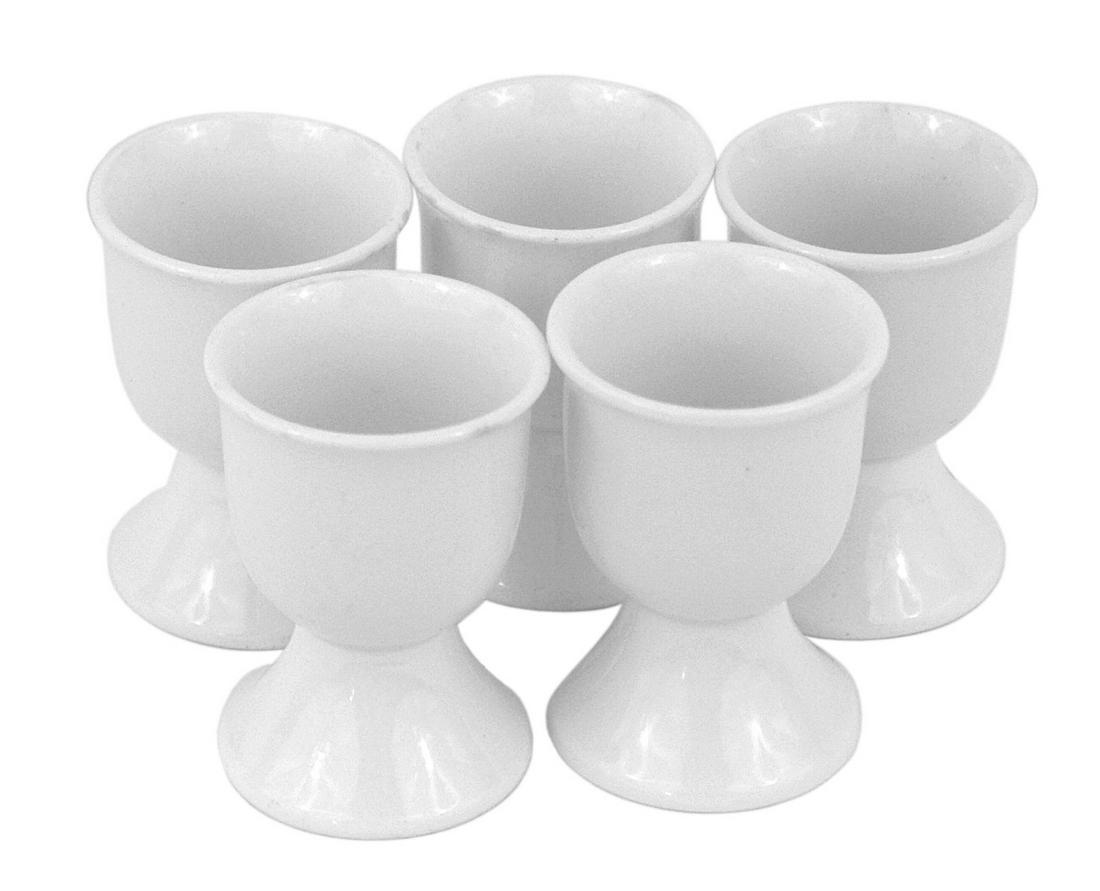 German WWII Navy mess hall porcelain egg cups: H-088 Lot of 5 German WWII Navy mess hall white porcelain egg cups. 2 3/4" tall. All are marked with an eagle/swastika, "M" and "1944". II+
