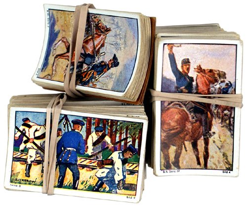 Lot of 392 German WWII color cigarette cards: Q-4 Lot of 392 German color cigarette cards. All from "Aus em Soldatenleben aller Volker". Published by "Orienta Zigarettenfabrik". Includes Imperial German uniforms: WWI – Central Powers and Allies