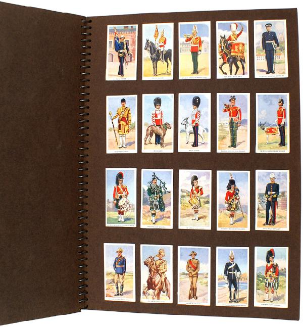 Collection of British Player cigarette cards: Q-4 Collection of British Player cigarette cards. All nicely album mounted, with plastic corners, 16 to a page. Topics include British Colonial Army uniforms, badges of British regiments, British Army