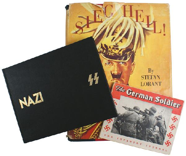 Lot 3 The German Soldier NAZI SS book: I-66 Lot of 3: (1) :The German Soldier”. 1944 softcover analysis of our enemy. With photos. 97 pp. (2) “NAZI SS”. 1986 publication – No. 207 of 1,000. With photos. (3) “SIEG HEIL!” by Stef