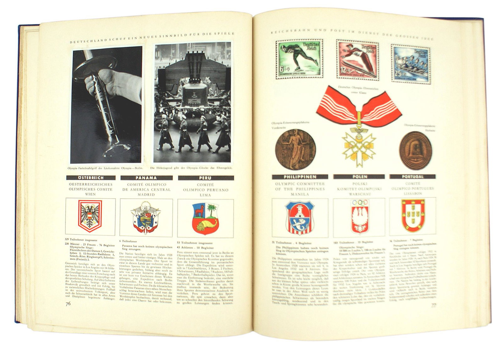 German book Die Olympischen Spiele 1936: I-028 "Die Olympischen Spiele 1936" cigarette card album. Volume I. Included is an introduction to the Winter Games and photos of participants in various events, important dignitaries, history of the 