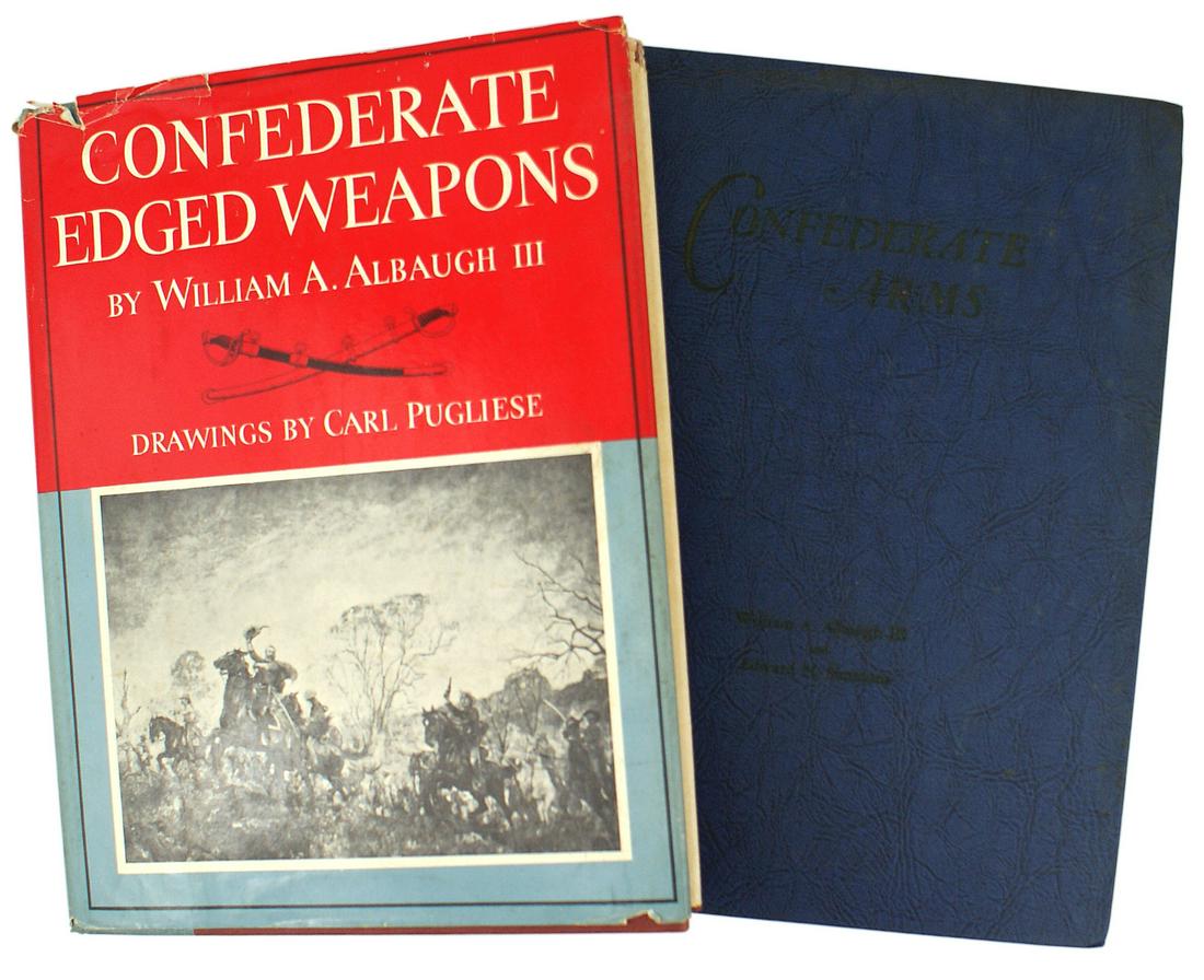 Lot of 2 Civil War reference books Edged Weapons: I-055 Lot of 2 Civil War reference books: (1) "Confederate Edged Weapons" by WILLIAM A. ALBAUGH III. 1960 publication with drawn examples of Confederate swords, bayonets and knives. Also includes 16 p