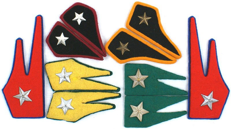 Italian WWII Army Other Ranks collar tabs 5 pairs: H-223 Similar - lot of 5 pairs: (1) Artillery. SD. (2) Infantry. Claret piped black. S. (3) Alpini. SD. (4) Finance - Alpini. SD. (5) Tank Troops. S. II