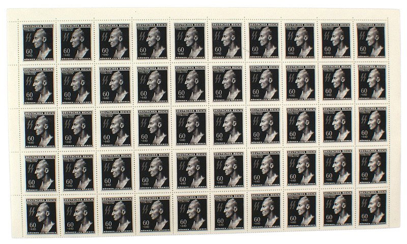 German WWII 1944 Hitler birthday stamps: P-4 Set of 3 General Government 1944 Hitler birthday stamp sheets. Includes the 12, 24, and 84 zloty denominations. Twenty-five stamps per sheet, with an eagle/swastika on the top border. Excellent. I