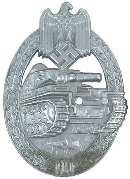 German WWII Panzer Assault Badge: B-141 Panzer Assault Badge - Bronze. Solid type with a dished reverse dished reverse. II+