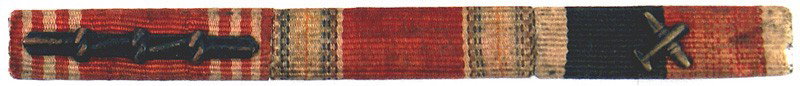 U.S. WWII 3 ribbon bar Berlin Air Lift POW: B-218 Three-ribbon bar: Berlin Air Lift, with aircraft device, WWII Victory and Good Conduct/POW, with the barbed wire device. III