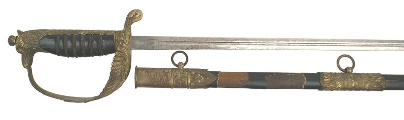Italian Fasces Air Force officer dress sword: D-83 Italian Fasces Air Force officer's dress sword. Detailed brass eagle head pommel/backstrap. Pommel screw in the shape of a crown. Feathered "basket" guard. Wire wrapped black wood grip. Clean 28 