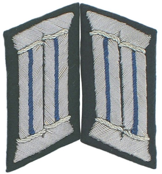 German WWII Transport officer collar tabs: H-49 Transport. Same - with silver-gray cord "litzen". Pair. II