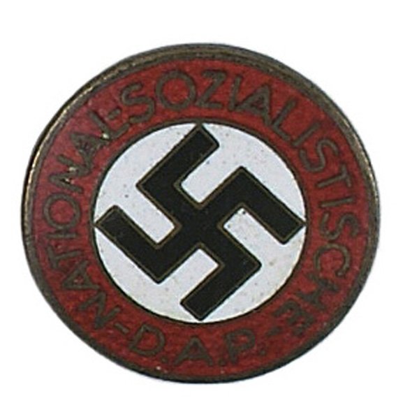 German WWII NSDAP lapel pin: B-25 German WWII NSDAP enameled member's lapel pin. Reverse marked "RZM" and "M1/63". II