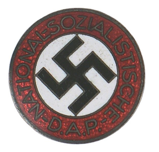 German WWII NSDAP lapel pin: B-26 German WWII NSDAP enameled member's lapel pin. Reverse marked "RZM" and "M1/52". II