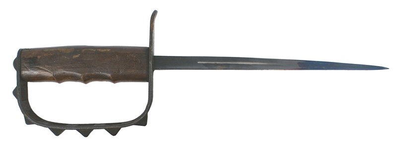 U.S. WWI M1917 trench knife: D-39 U.S. WWI M1917 trench knife. Marked "U.S.-LF. & C. 1917". 9" dark blued triangular blade in very good condition. No scabbard. II