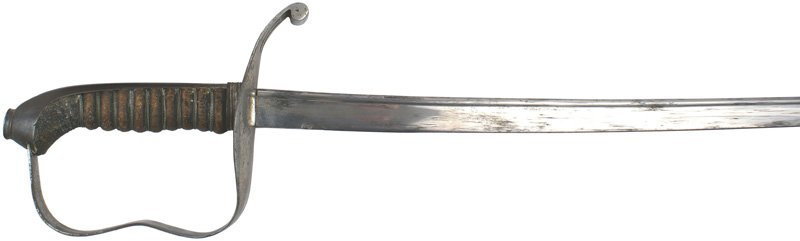 Austrian Infantry officer M1861 sword: D-78 Austrian Infantry officer M1861 sword. Plating worn on backstrap/pommel. Reverse "P" knucklebow culminating into a wide guard with two slots for a portopee. Wire wrapped leather grip shows some w