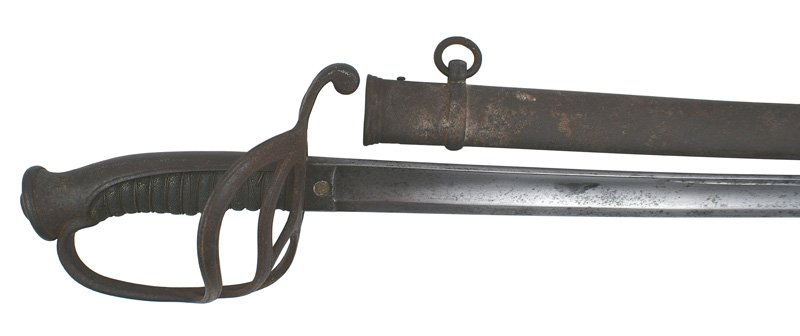 Lot of two British swords Model 1832: D-83 Lot of two British swords: (1) Model 1832, 32 1/4" rusted blade-marked "ANDREWS 9 PALLMALL". Two branches of the guard are missing. Wire wrapped fish skin grip (worn). No scabbard. (2) Model 1850