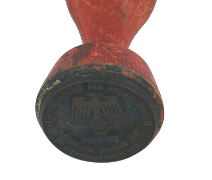 German WWII Winterhilfswerk Gau ink stamp: H-99 German WWII "Winterhilfswerk…" for Gau Koln-Aachen rubber stamp. With eagle/swastika, etc. Wood handle. About II