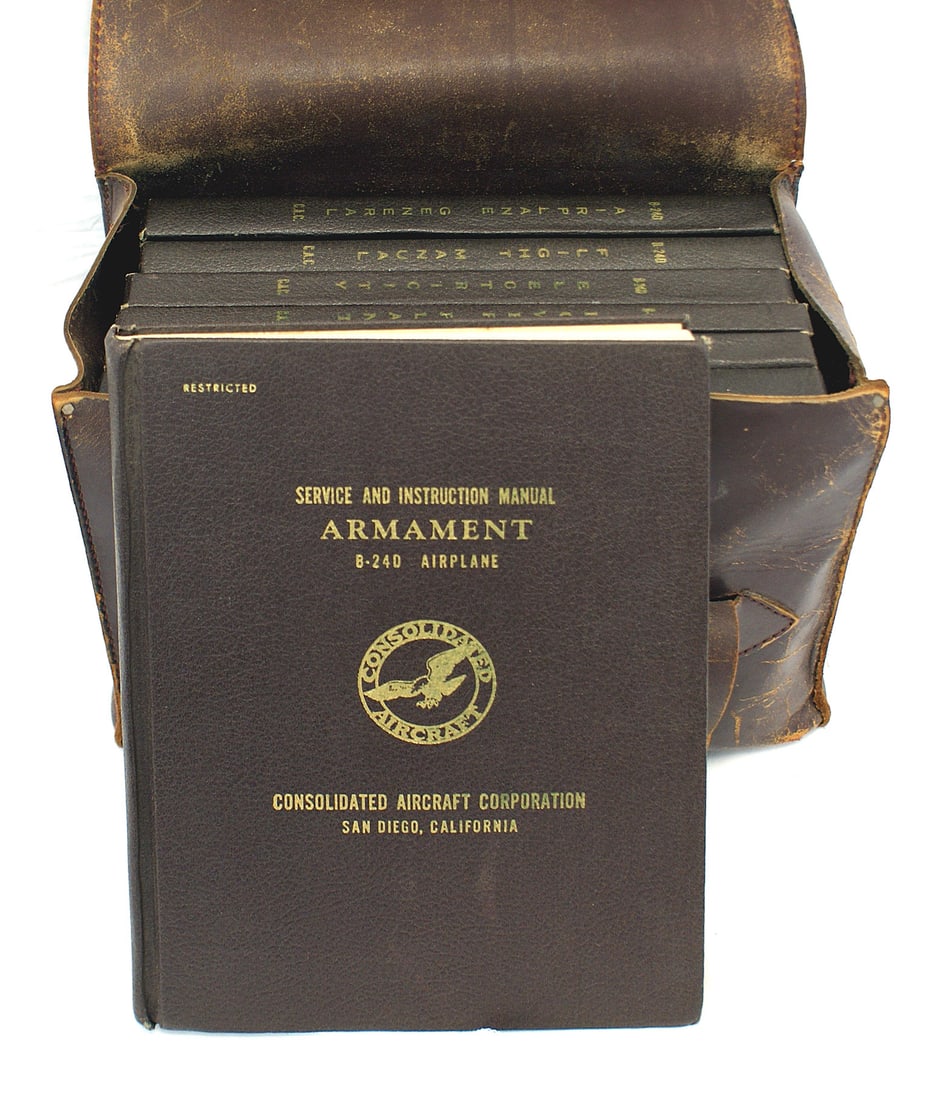 US WWII B 24 Bomber Commander set of 7 books: I-026 US WWII B-24 Bomber. "COMPLETE Aircraft Commander's set of 7 books - bound and serialized Flight and Service manuals. The set consists of the following: Airplane, Flight, Electrical, Powerplant,