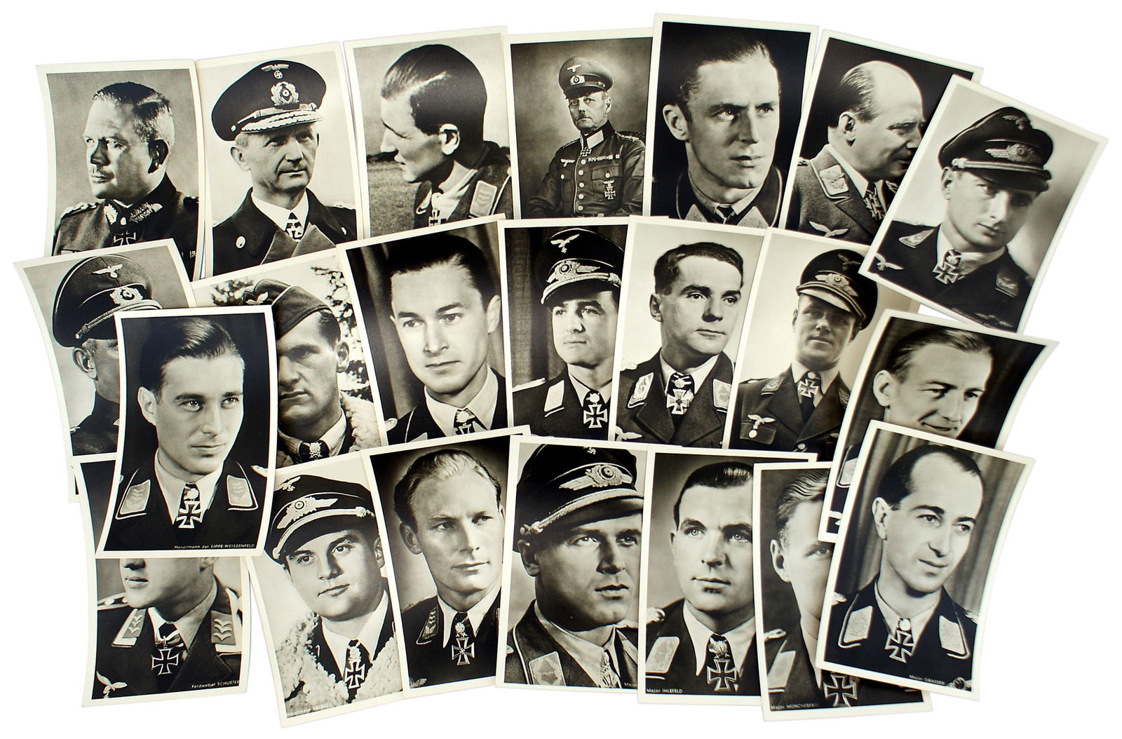 25 copies postcards of German WWII Knights Cross: P-007 Lot of 25 copies of photo postcards of German WWII Knight's Cross, Oak Leaves, and Sword's recipients. All are copies of the Hoffman series. Included are Donitz, Gen. Obst. Guderian. Gen. Obst.