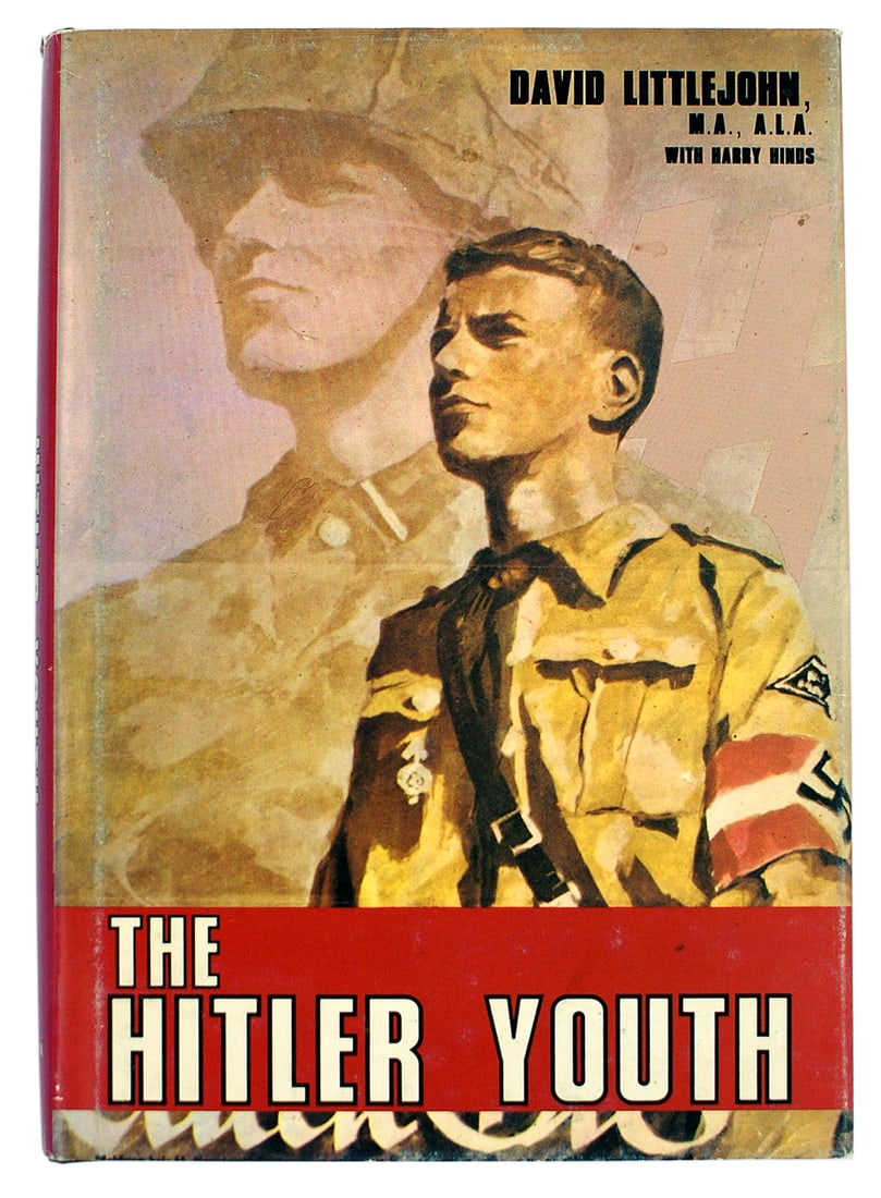 THE HITLER YOUTH reference book: I-067 "THE HITLER YOUTH" by David Littlejohn. Published in 1988. History with photos of the uniforms, insignia, flags, etc. of all the German branches of the Hitler Youth. With paper jacket. I