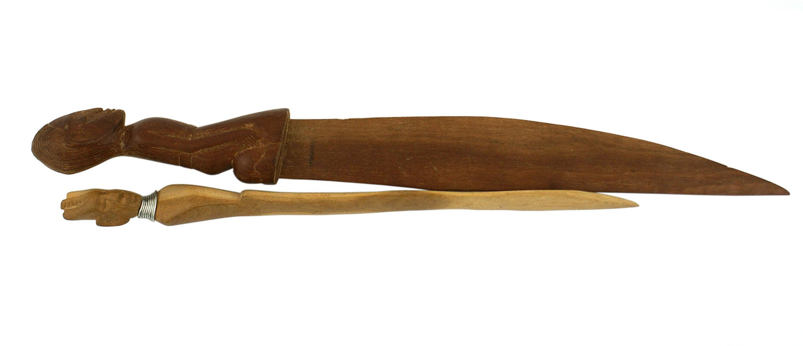 2 African carved wood knife letter openers (1 of 2)