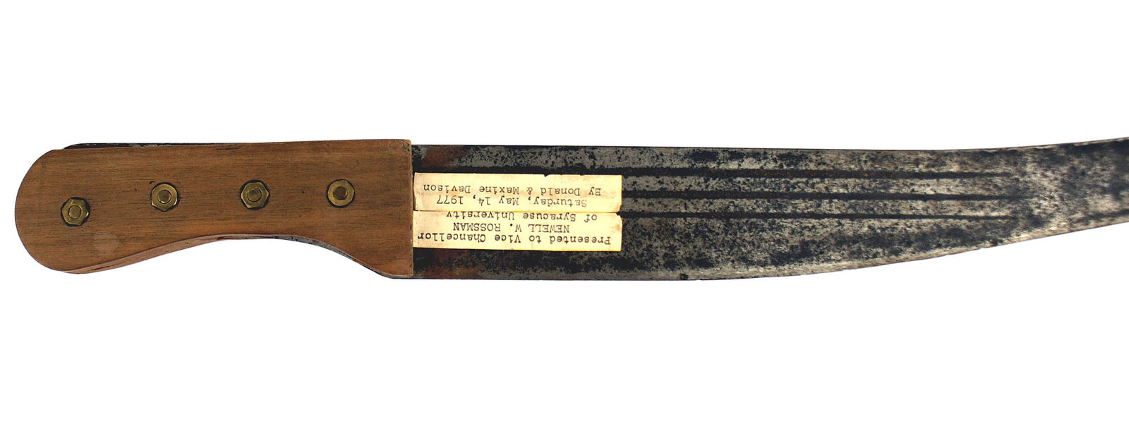 Cane knife machete Caribbean Island of Bequia: R-022 15" cane knife made from the blade of a well used machete. It probably was Spanish made, as the curvature and three-line fullers speak more in that direction than the straight back US turn-of-th