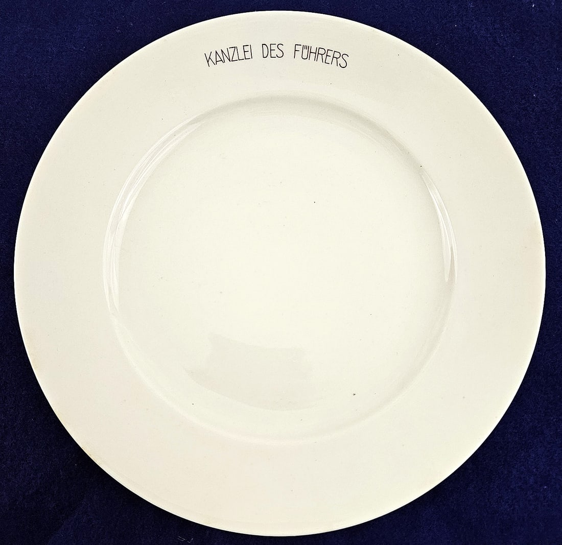 Property of Adolf Hitler KANZLEI DES FUHRERS Dinner plate: A-027 The following item constitutes the personal property of Adolf Hitler liberated from the Reichs Chancellory and Hitler's living quarters in the "Fuhrer's Bunker". Lt. Colonel Signal Officer Fitzh