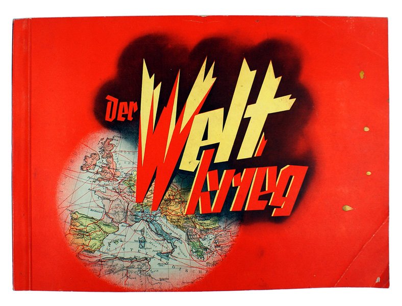 Der Weltkrieg cigarette card album: I-1 "Der Weltkrieg" cigarette card album. 270 color cards of WWI scenes. Includes: causes of the war, mobilization, war scenes of all Fronts, the air war, weapons, the enemy, etc. An excellent referen