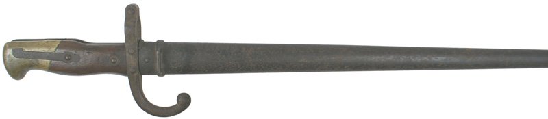 French M1874 Epee bayonet Gras Rifle: D-161 French M1874 "Epee" bayonet - used on the Gras Rifle. Unusual in that the spine is marked "Asine de Steyr 1879". Steel scabbard shows some brown spotting. Possibly an Austrian contract or tested