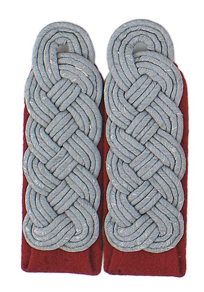 German WWII Smoke/Rocket shoulder boards: H-112 Smoke/Rocket Troops - Major shoulder boards. Intertwined. Silver-gray cord. Sew-in. Pair. II