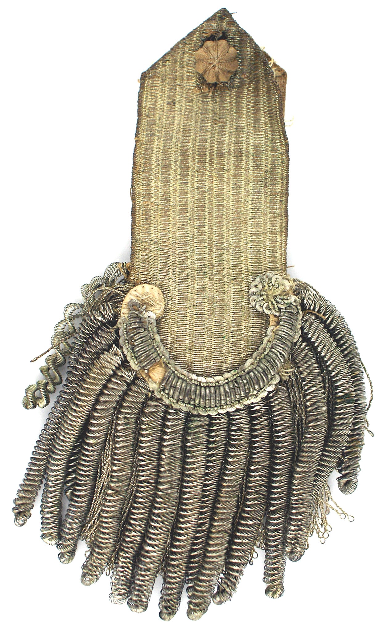 American Revolutionary War period epaulette: K-001 American Revolutionary Period epaulette. According to the "Collector's Illustrated Encyclopedia of the American Revolution" by George C. Neumann and Frank J Kravic, Americans wore epaulettes thr