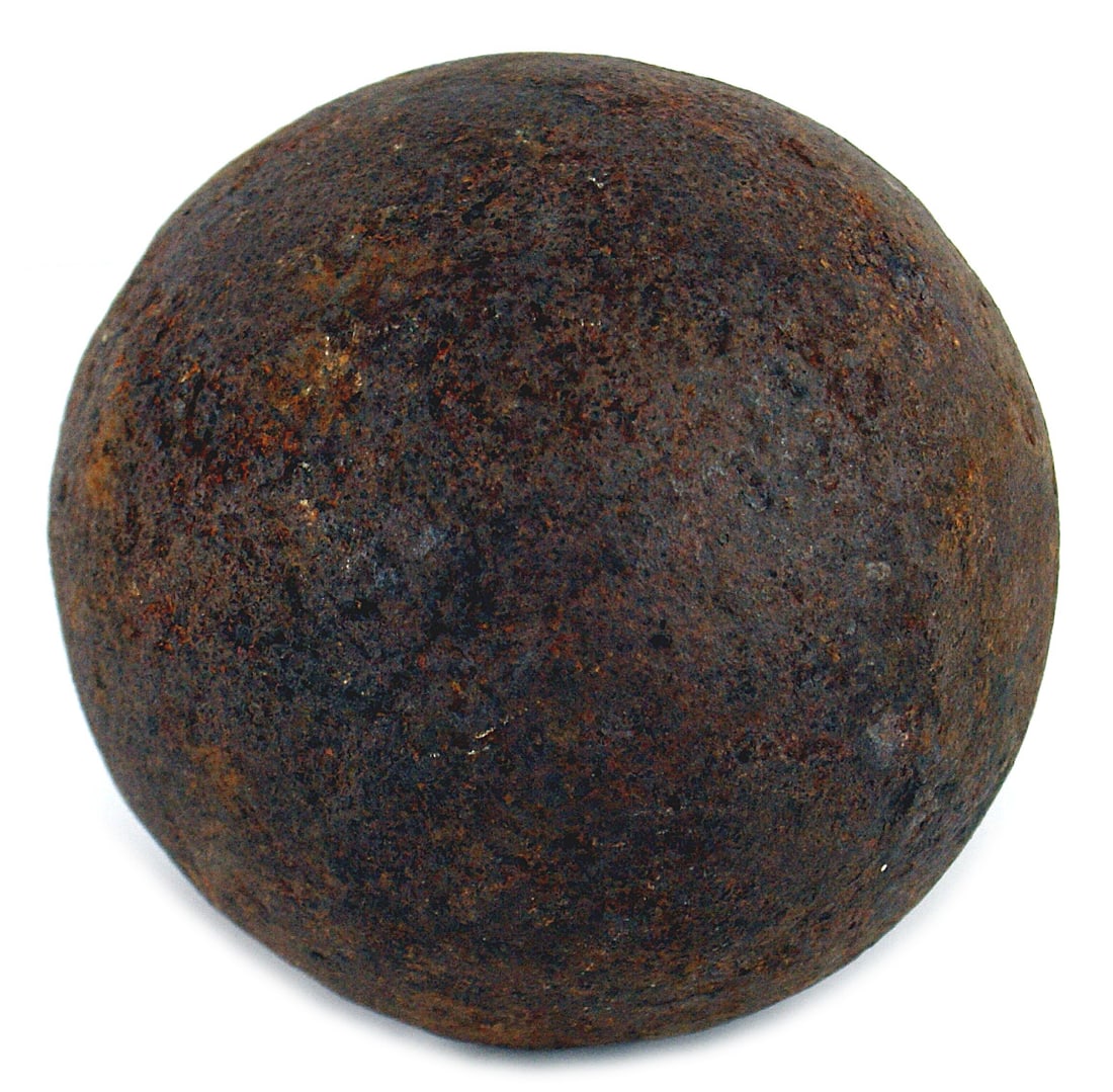 American Civil War excavated cannon ball: K-075 American Civil War excavated 15 1/2" lb cannon ball. Rusted. II-