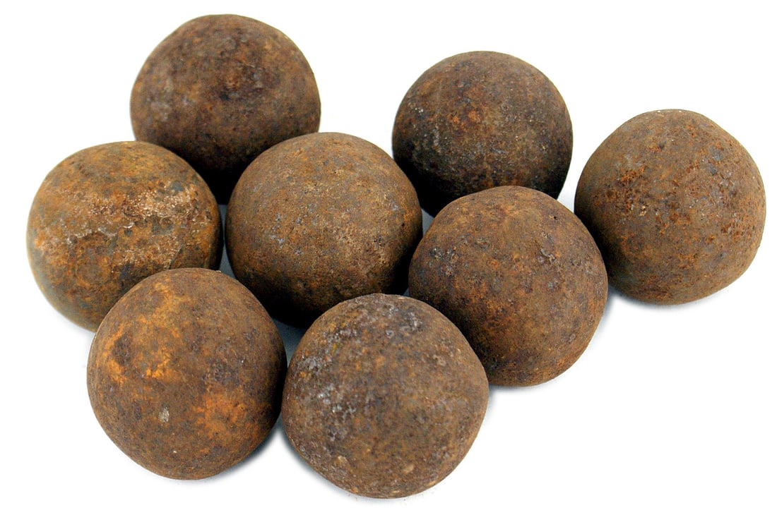 8 Civil War excavated artillery iron balls (1 of 1)