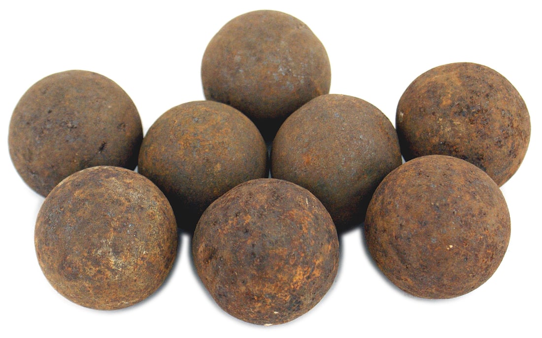 8 Civil War excavated artillery iron balls (1 of 1)
