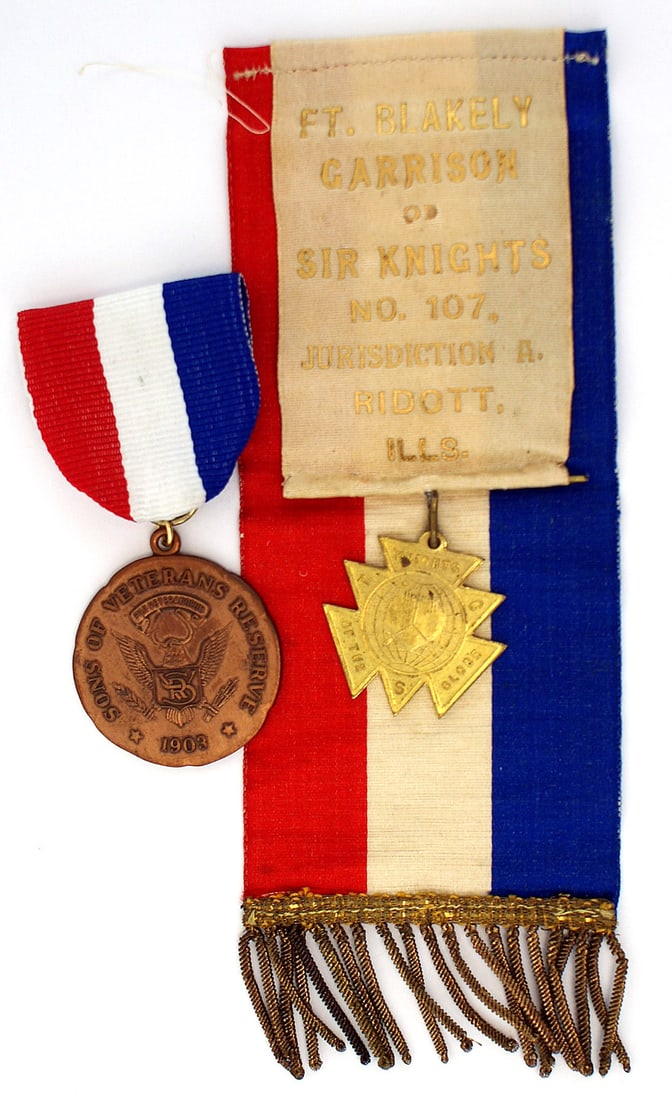 2 US fraternal ribbons SONS OF VETERANS Knights Globe (1 of 2)