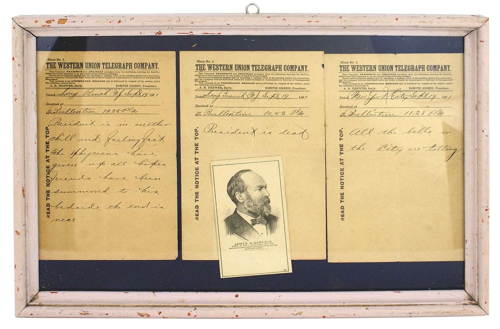 Western Union telegrams death of President Garfield (1 of 2)