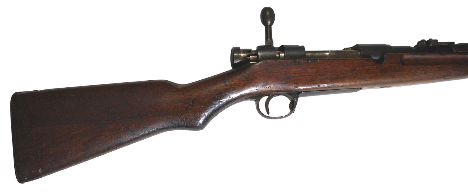 Japanese Type 38 65 rifle: M-013 Japanese Type 38 6.5. SN#79279. Type 38 carbine. Has matching bolt. The bayonet lug is not matching. Wood has some gouges. Bluing is ok. Has some surface rust forming. Bore is ok with one sectio
