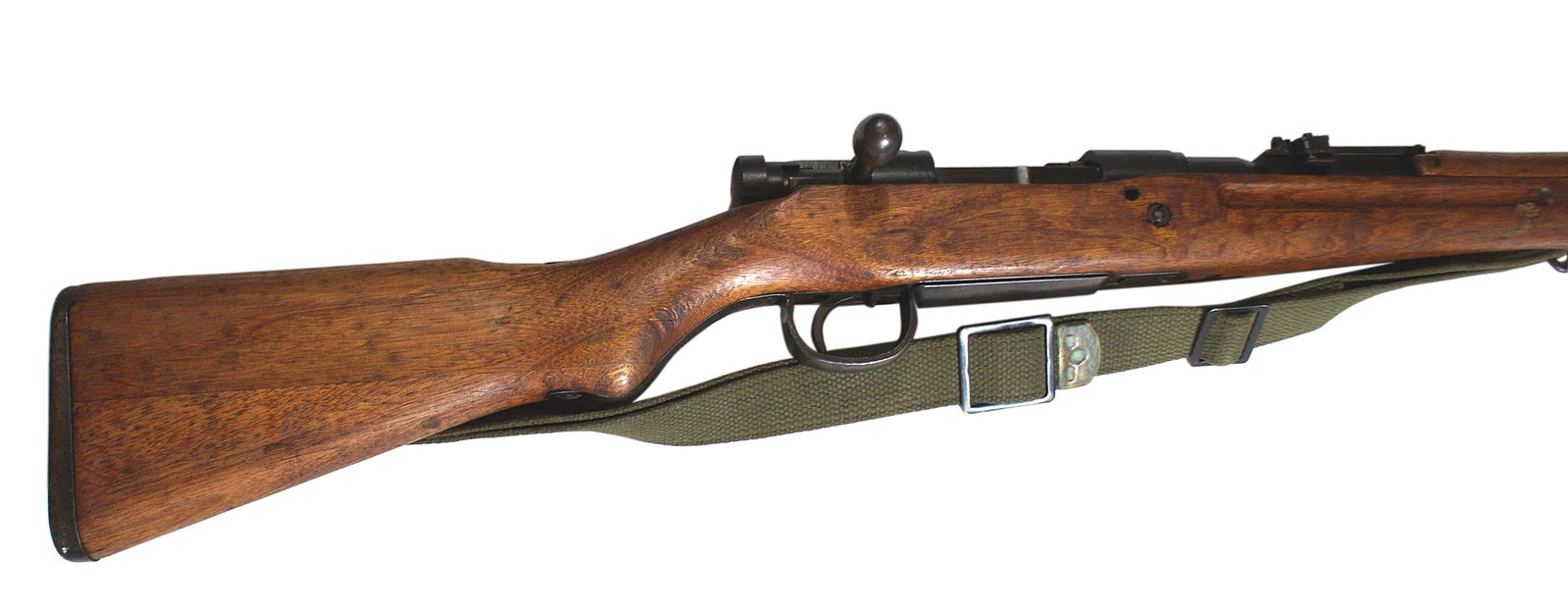 Japanese Arisaka 65 rifle: M-018 Japanese Arisaka 6.5. SN#44047. Japanese Arisaka type 99 with mum (chrysanthemum) stamp on top of the receiver. Overall condition is very good, only small nicks on stocks and great bore conditio