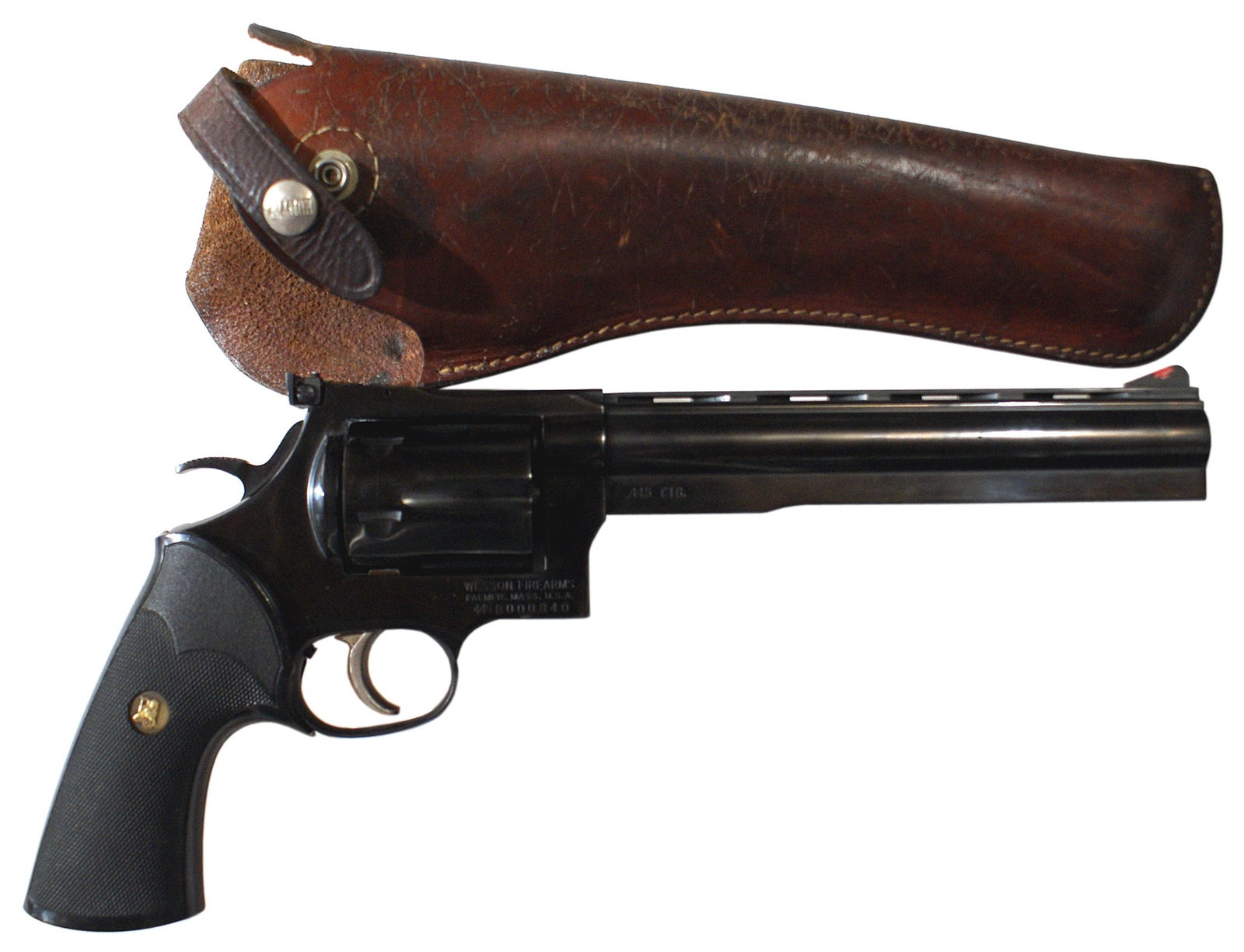Dan Wesson Model 445 445CTG pistol: M-043 Dan Wesson Model 445 445CTG. SN#445B000840. Dan Wesson model 445. The caliber is a 445 CTG. On the lefthand side of the barrel it says 445 Super MAG. The 6-shot cylinder has minimal wear. The
