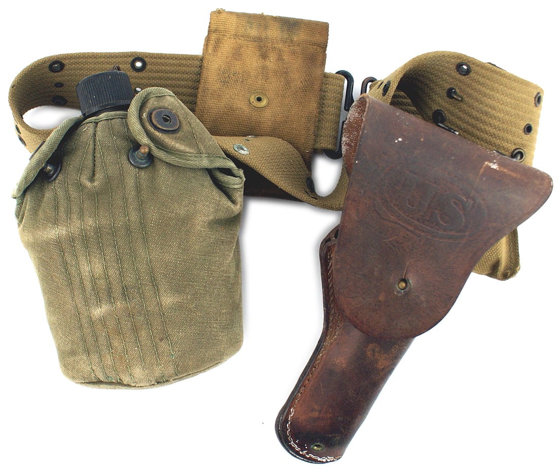 US WWII combat belt canteen holster (1 of 2)
