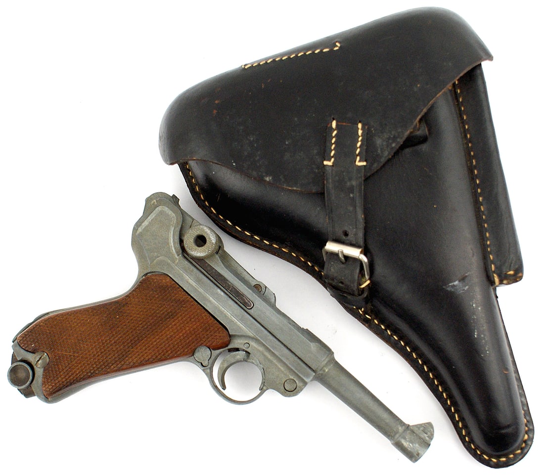 Post WWII model of a P08 Luger pistol and holster (1 of 2)