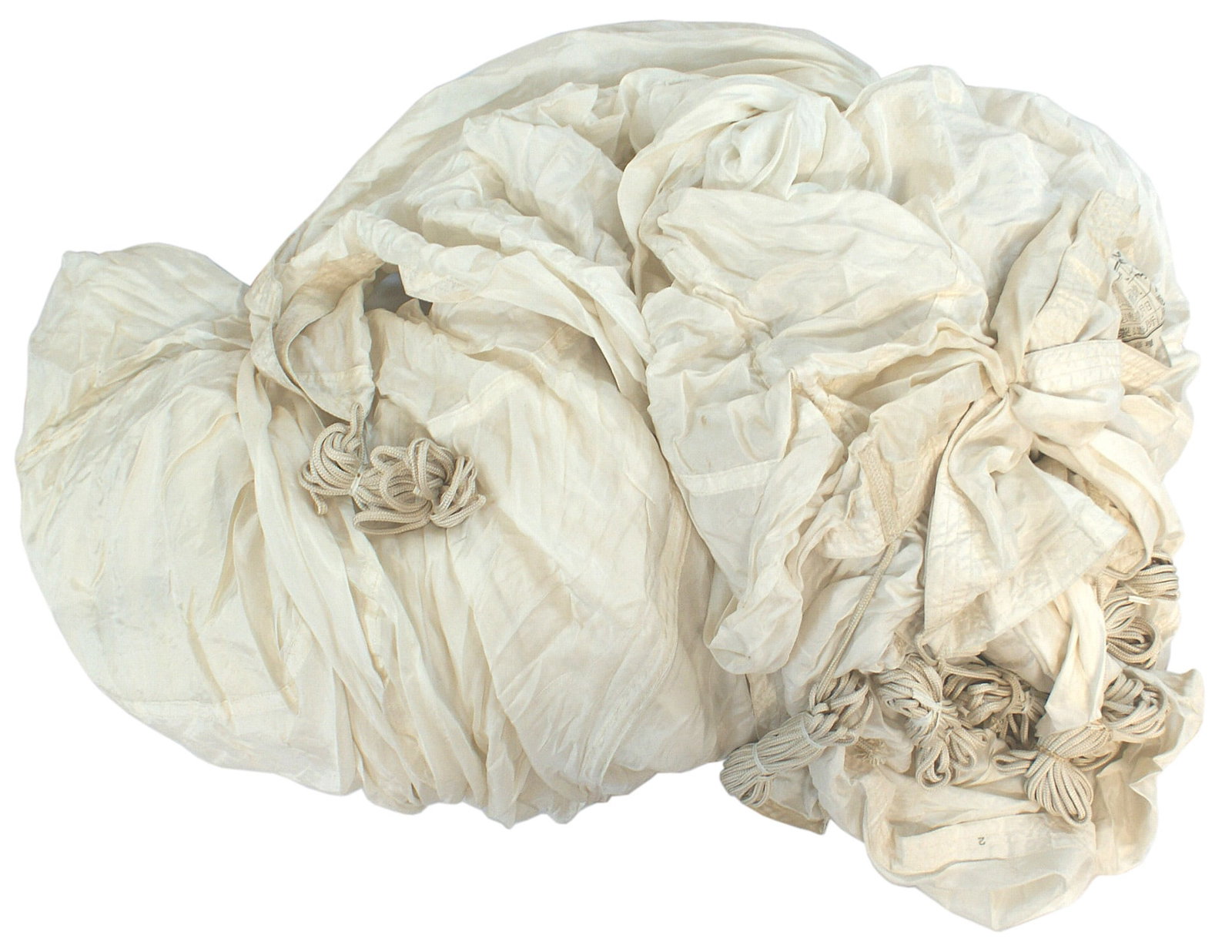 Japanese WWII pilot silk parachute: N-009 Japanese pilot's silk parachute. With large ink stamp - which includes characters, "14.3.12", "10004" and an anchor which probably indicates issue for a Navy pilot. Very good clean condition but