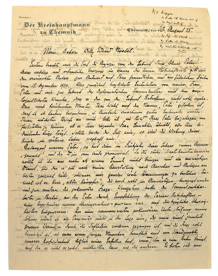 German diplomat handwritten letter Chemnitz (1 of 2)