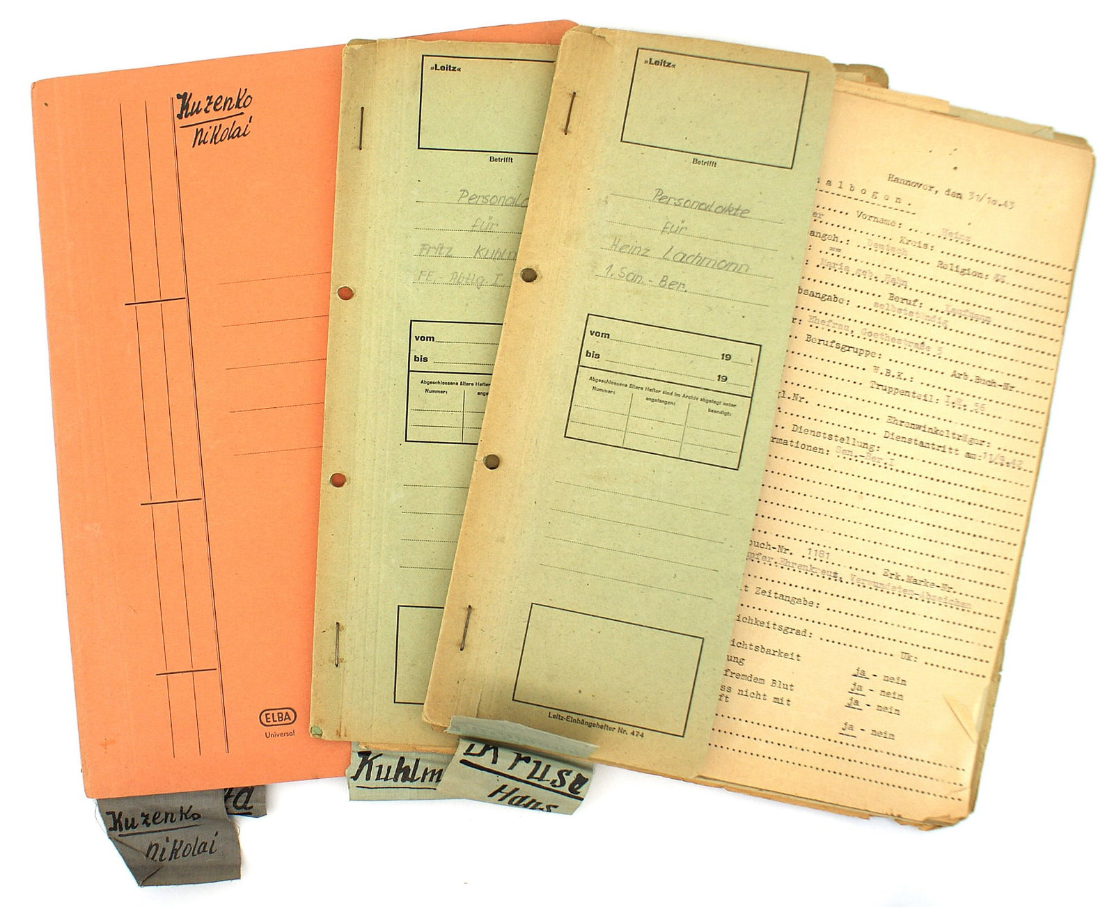 5 German WWII personnel files (1 of 2)